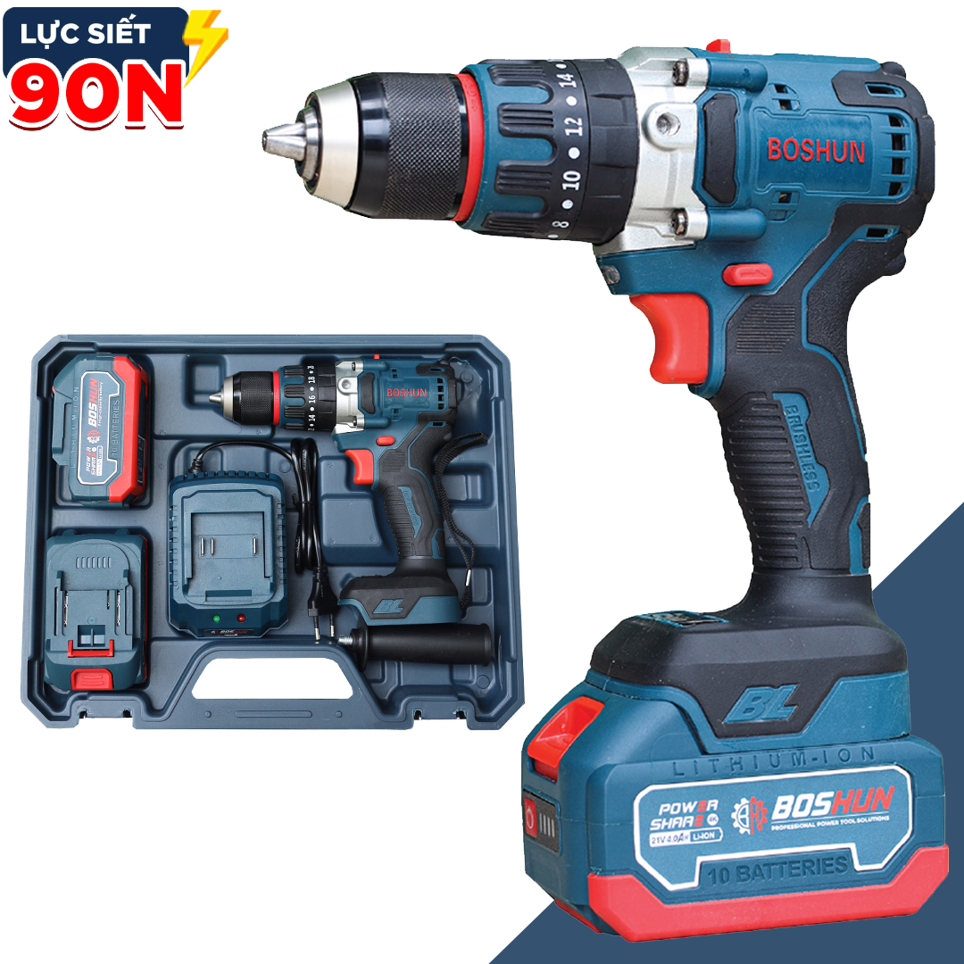 Máy khoan pin Boshun BS-ID1390BL (3 Chức năng) - Đầu kẹp Autolock 13mm